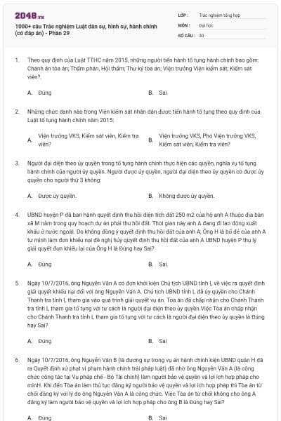 1000+ câu Trắc nghiệm Luật dân sự, hình sự, hành chính (có đáp án) - Phần 29
