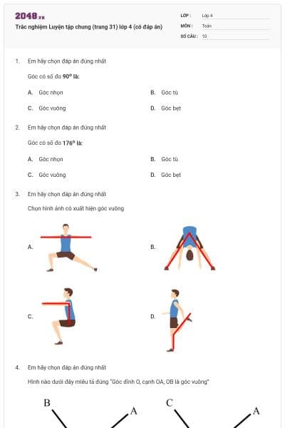 Trắc nghiệm Luyện tập chung (trang 31) lớp 4 (có đáp án)