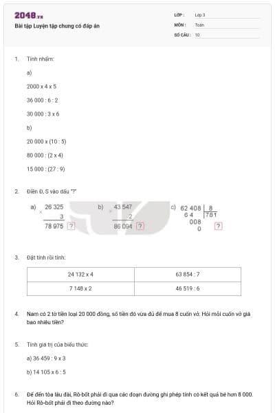 Bài tập Luyện tập chung có đáp án
