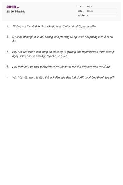 Bài 30: Tổng kết