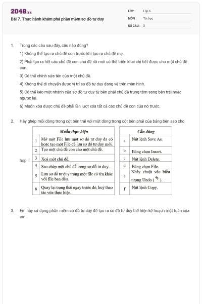 Bài 7. Thực hành khám phá phần mềm sơ đồ tư duy