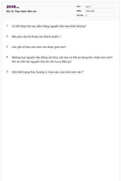 Bài 10: Thực hành: Món rán