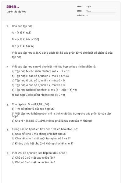 Luyện tập tập hợp