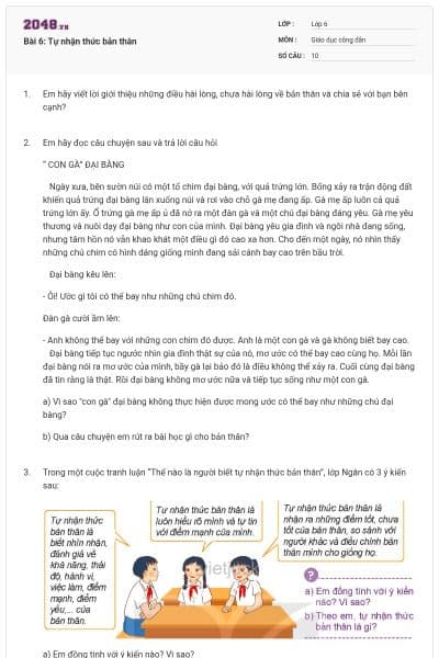 Bài 6: Tự nhận thức bản thân