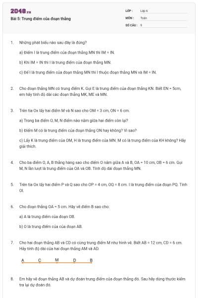 Bài 5: Trung điểm của đoạn thẳng