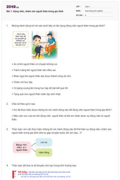 Bài 1: Động viên, chăm sóc người thân trong gia đình