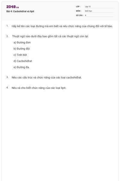 Bài 4: Cacbohiđrat và lipit
