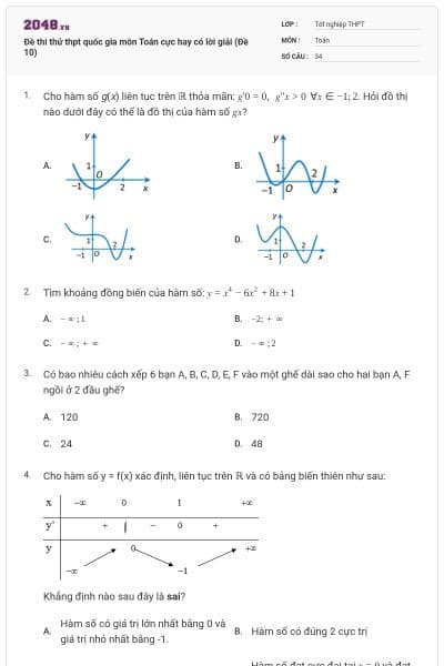 Đề thi thử thpt quốc gia môn Toán cực hay có lời giải (Đề 10)