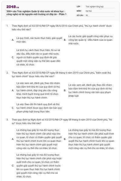 300+ câu Trắc nghiệm Quản lý nhà nước về khoa học - công nghệ và tài nguyên môi trường có đáp án - Phần 1