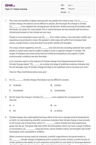Topic 31: Global warming
