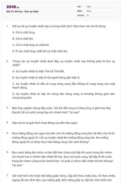 Bài 23: Đối lưu - Bức xạ nhiệt