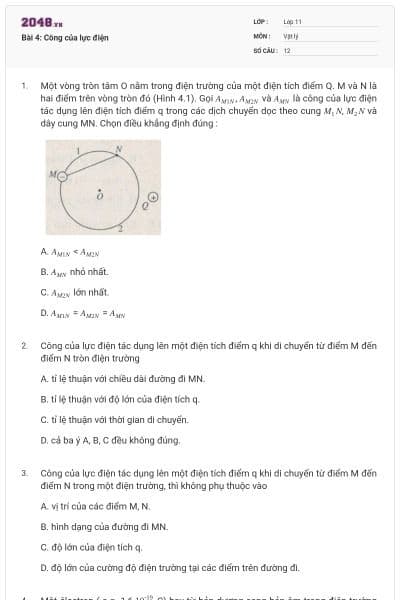 Bài 4: Công của lực điện