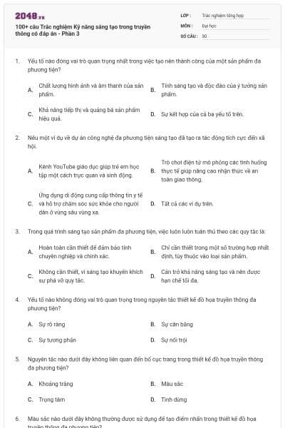 100+ câu Trắc nghiệm Kỹ năng sáng tạo trong truyền thông có đáp án - Phần 3