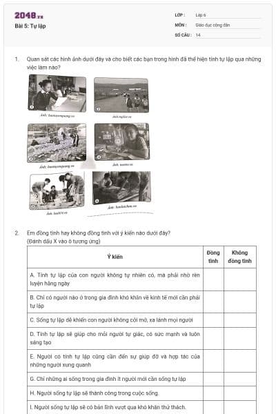Bài 5: Tự lập