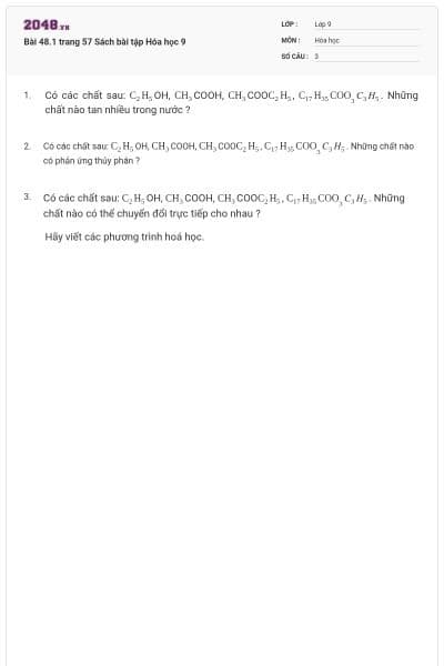 Bài 48.1 trang 57 Sách bài tập Hóa học 9