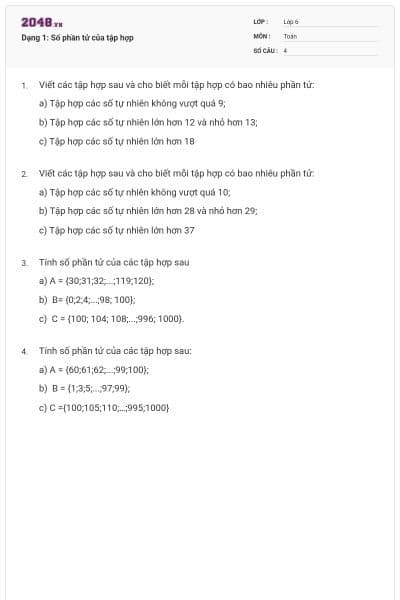 Dạng 1: Số phần tử của tập hợp
