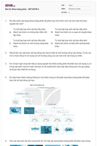Bài 26: Khóa lưỡng phân - SBT KHTN 6