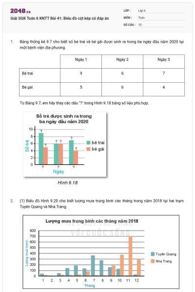 Giải SGK Toán 6 KNTT Bài 41: Biểu đồ cột kép có đáp án