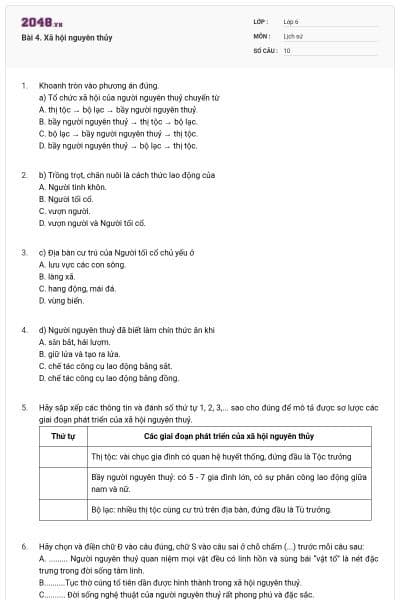 Bài 4. Xã hội nguyên thủy