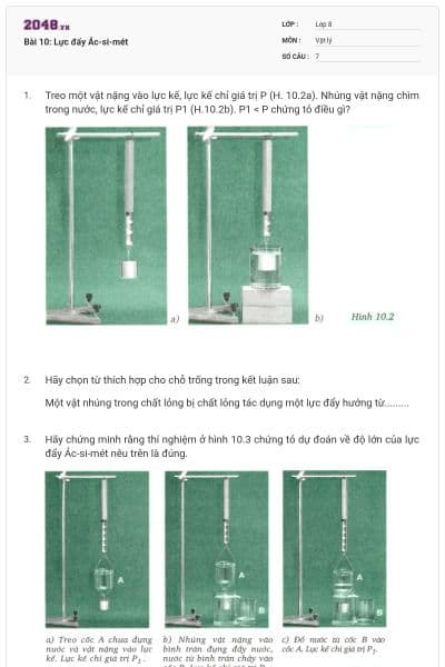 Bài 10: Lực đẩy Ác-si-mét