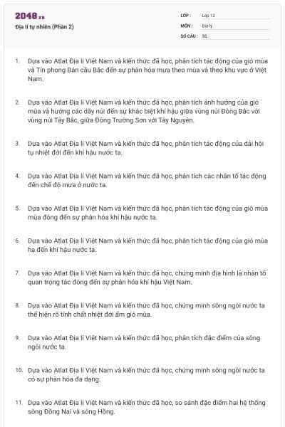 Địa lí tự nhiên (Phần 2)