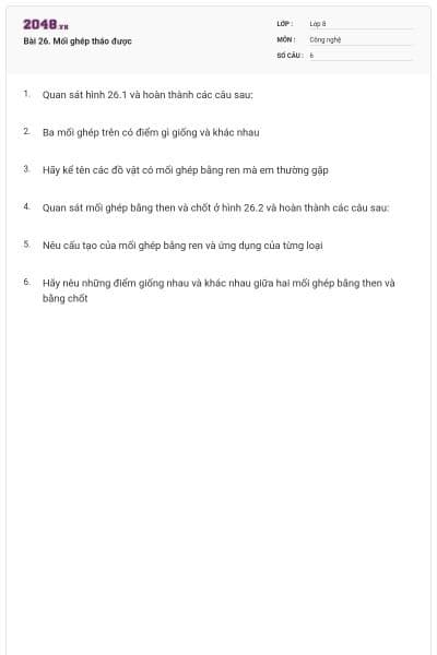 Bài 26. Mối ghép tháo được