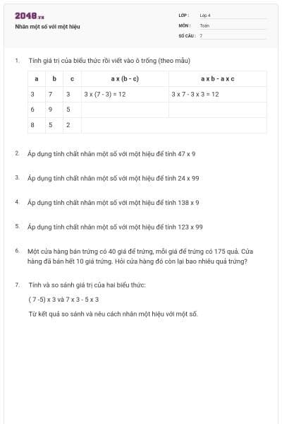 Nhân một số với một hiệu