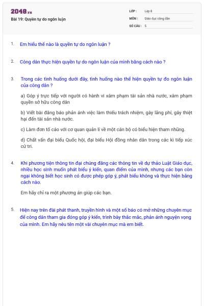 Bài 19: Quyền tự do ngôn luận