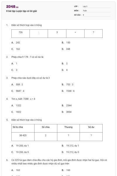 8 bài tập Luyện tập có lời giải