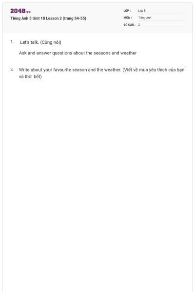 Tiếng Anh 5 Unit 18 Lesson 2 (trang 54-55)