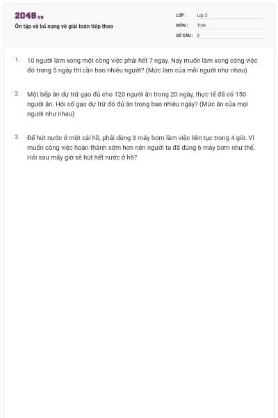 Ôn tập và bổ sung về giải toán tiếp theo