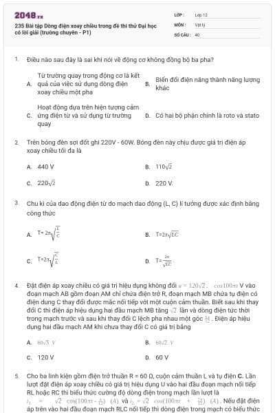 235 Bài tập Dòng điện xoay chiều trong đề thi thử Đại học có lời giải (trường chuyên - P1)