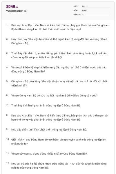 Vùng Đông Nam Bộ