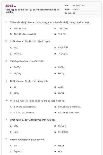 Tổng hợp đề thi thử THPTQG 2019 Hóa học cực hay có lời giải (P6)