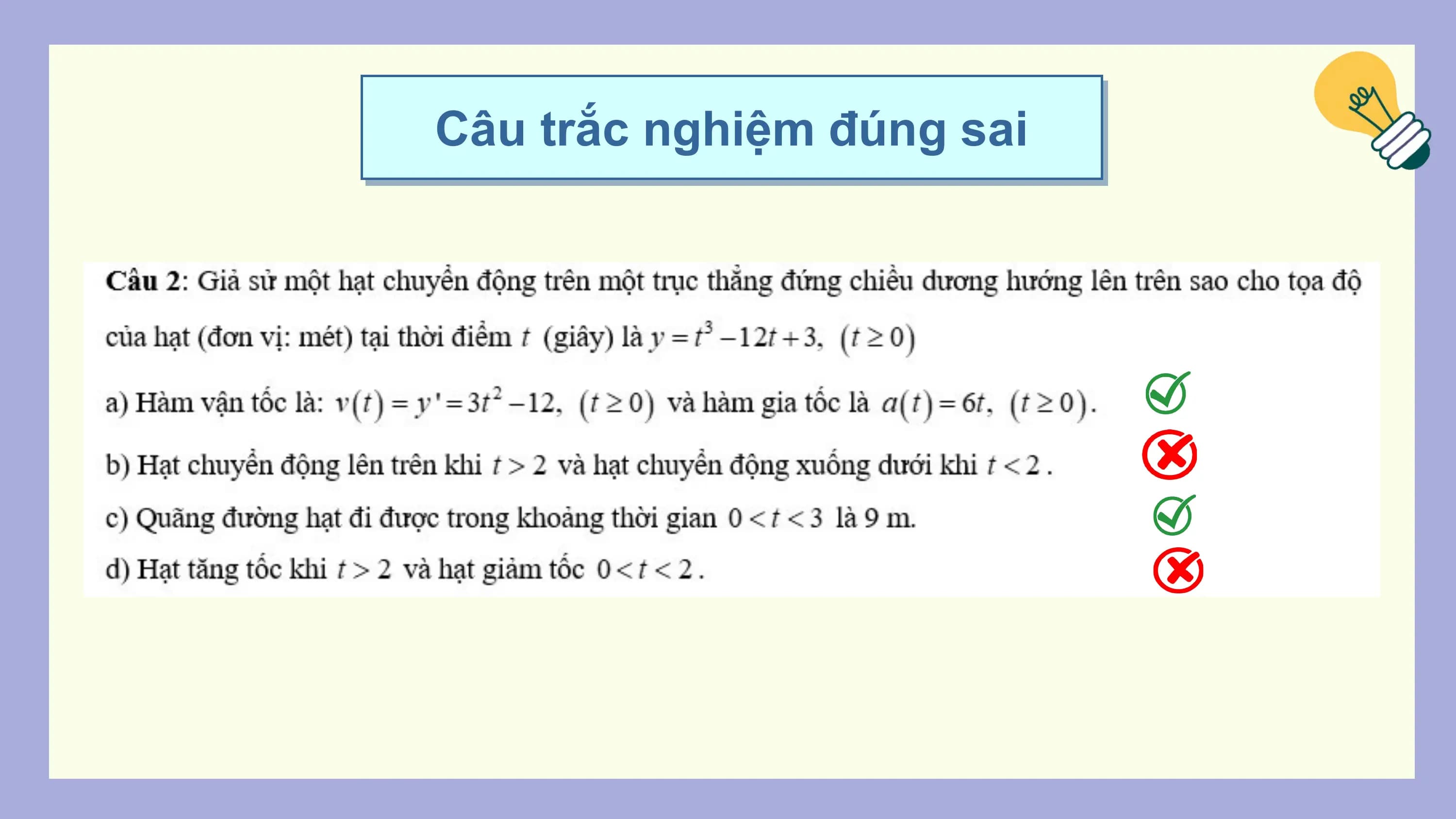 Câu trắc nghiệm đúng sai