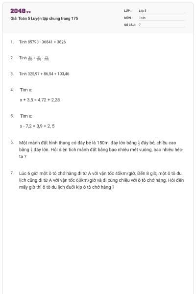 Giải Toán 5 Luyện tập chung trang 175
