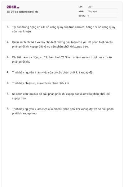 Bài 24: Cơ cấu phân phối khí
