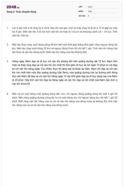 Dạng 2: Toán chuyển động