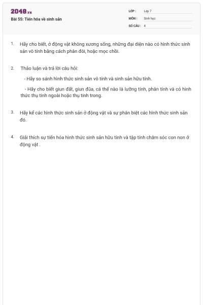 Bài 55: Tiến hóa về sinh sản