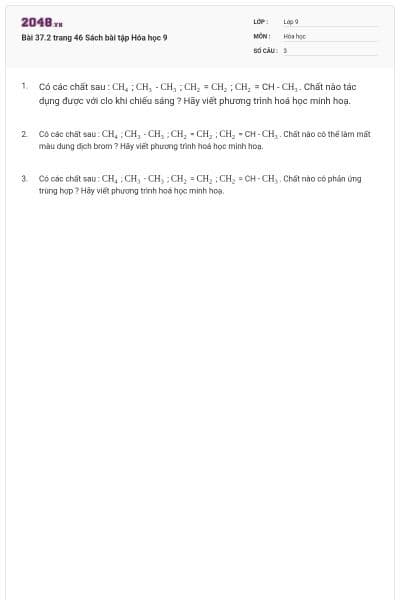 Bài 37.2 trang 46 Sách bài tập Hóa học 9