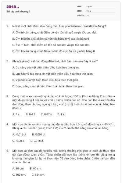Bài tập cuối chương 1