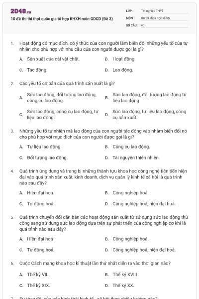 10 đề thi thi thpt quốc gia tổ hợp KHXH môn GDCD (Đề 3)