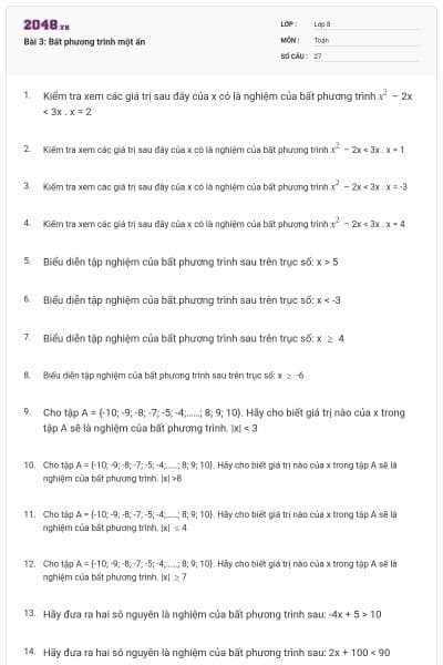 Bài 3: Bất phương trình một ẩn