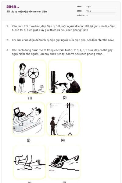 Bài tập tự luyện Quy tắc an toàn điện