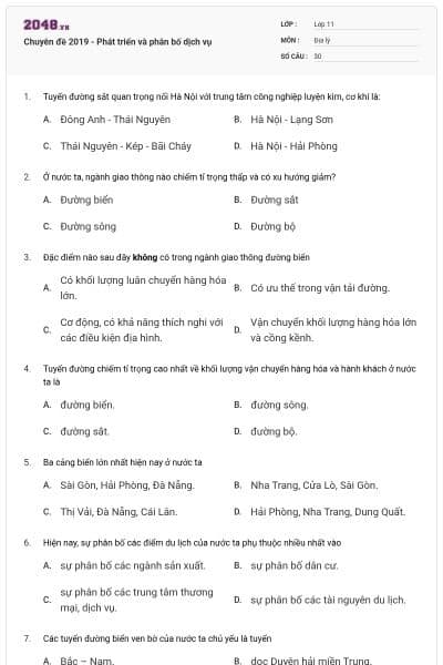 Chuyên đề 2019 - Phát triển và phân bố dịch vụ