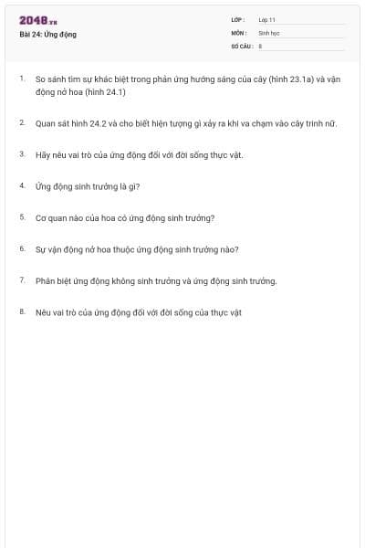 Bài 24: Ứng động