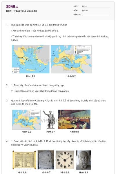 Bài 9: Hy Lạp và La Mã cổ đại
