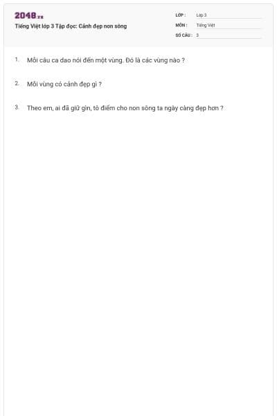 Tiếng Việt lớp 3 Tập đọc: Cảnh đẹp non sông