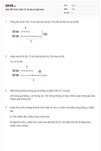 Giải VBT Toán 5 Bài 15: Ôn tập về giải toán