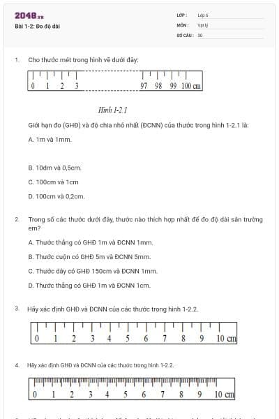 Bài 1-2: Đo độ dài